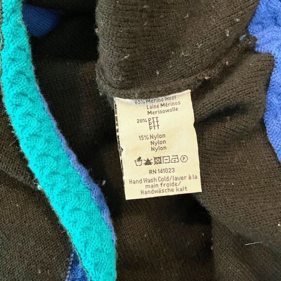 Neve Designs 1/4 Zip Sweater Size 2XL Merino Wool Blend Black Multicolor *READ* - Picture 13 of 14